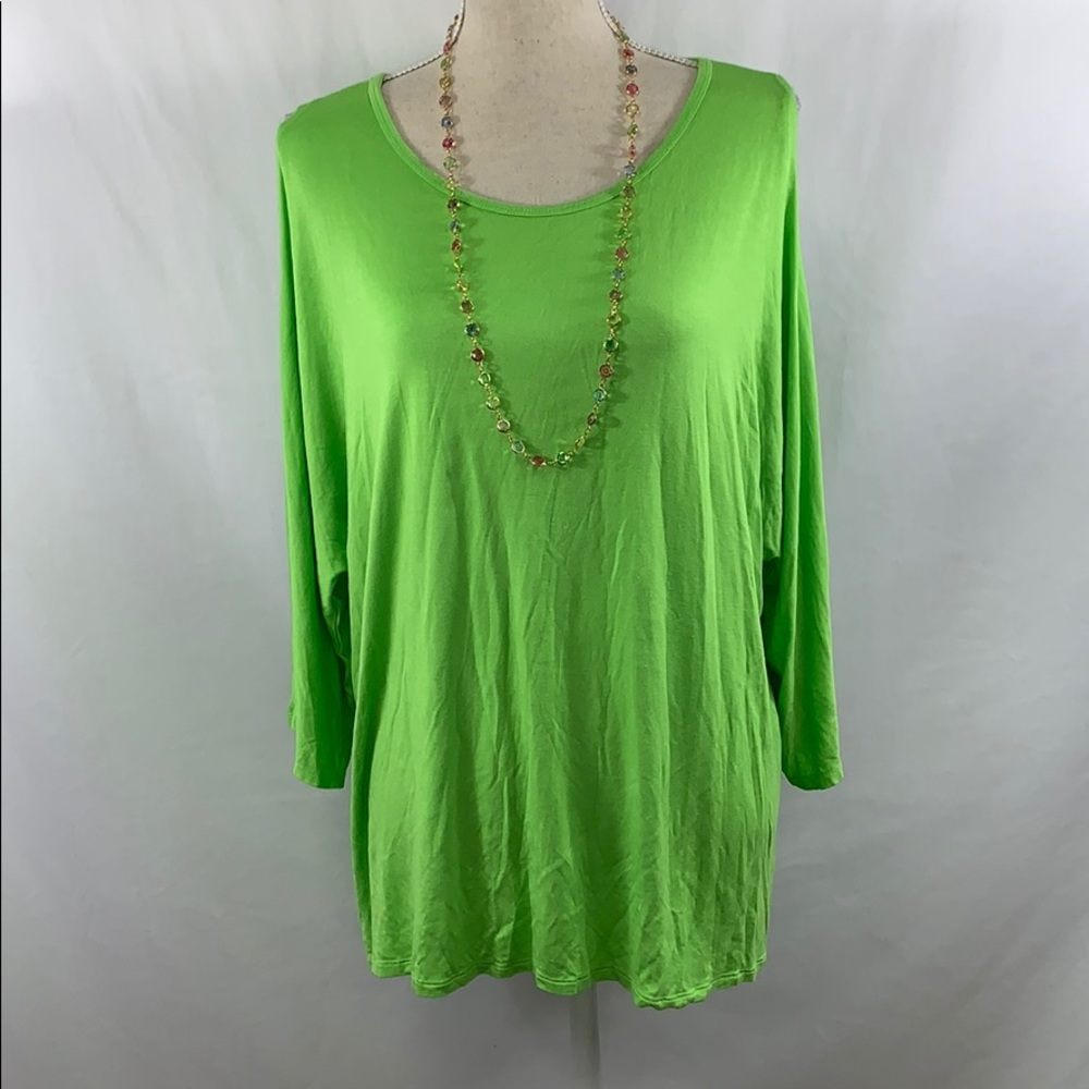 DG lime green high low cold shoulder tunic top